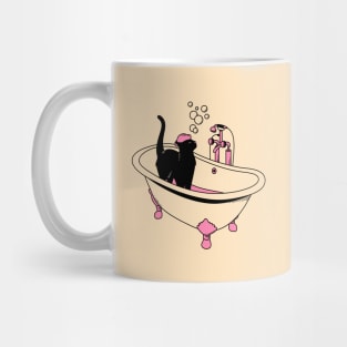 Spa Day Black Cat in beige Mug